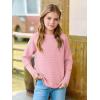 Haloumoning Girls Fall Sweater Kids Fashion Long Sleeve Ribbed Knit Split Pullover Tops 5-14Y(Pink)