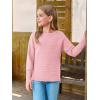 Haloumoning Girls Fall Sweater Kids Fashion Long Sleeve Ribbed Knit Split Pullover Tops 5-14Y(Pink)