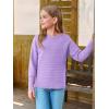 Haloumoning Girls Fall Sweater Kids Fashion Long Sleeve Ribbed Knit Split Pullover Tops 5-14Y(Purple)