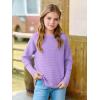 Haloumoning Girls Fall Sweater Kids Fashion Long Sleeve Ribbed Knit Split Pullover Tops 5-14Y(Purple)