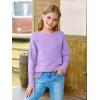 Haloumoning Girls Fall Sweater Kids Fashion Long Sleeve Ribbed Knit Split Pullover Tops 5-14Y(Purple)
