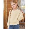 Haloumoning Girls Knit Pullover Sweaters Mock Neck Long Lantern Sleeve Jumper Tops 5-14 Years(Apricot)