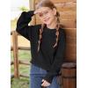 Haloumoning Girls Knit Pullover Sweaters Mock Neck Long Lantern Sleeve Jumper Tops 5-14 Years(Black)