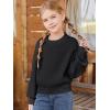 Haloumoning Girls Knit Pullover Sweaters Mock Neck Long Lantern Sleeve Jumper Tops 5-14 Years(Black)