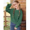 Haloumoning Girls Knit Pullover Sweaters Mock Neck Long Lantern Sleeve Jumper Tops 5-14 Years(Green)