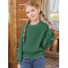 Haloumoning Girls Knit Pullover Sweaters Mock Neck Long Lantern Sleeve Jumper Tops 5-14 Years(Green)