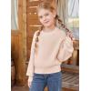 Haloumoning Girls Knit Pullover Sweaters Mock Neck Long Lantern Sleeve Jumper Tops 5-14 Years(Light Pink)