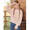 Haloumoning Girls Knit Pullover Sweaters Mock Neck Long Lantern Sleeve Jumper Tops 5-14 Years(Light Pink)