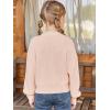 Haloumoning Girls Knit Pullover Sweaters Mock Neck Long Lantern Sleeve Jumper Tops 5-14 Years(Light Pink)