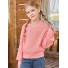 Haloumoning Girls Knit Pullover Sweaters Mock Neck Long Lantern Sleeve Jumper Tops 5-14 Years(Pink)