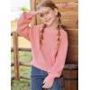 Haloumoning Girls Knit Pullover Sweaters Mock Neck Long Lantern Sleeve Jumper Tops 5-14 Years(Pink)