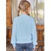 Haloumoning Girls Knit Pullover Sweaters Mock Neck Long Lantern Sleeve Jumper Tops 5-14 Years(Sky Blue)