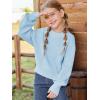 Haloumoning Girls Knit Pullover Sweaters Mock Neck Long Lantern Sleeve Jumper Tops 5-14 Years(Sky Blue)