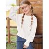 Haloumoning Girls Knit Pullover Sweaters Mock Neck Long Lantern Sleeve Jumper Tops 5-14 Years(White)
