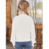 Haloumoning Girls Knit Pullover Sweaters Mock Neck Long Lantern Sleeve Jumper Tops 5-14 Years(White)