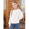 Haloumoning Girls Knit Pullover Sweaters Mock Neck Long Lantern Sleeve Jumper Tops 5-14 Years(White)
