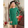 Haloumoning Girls Long Sleeve Sweater Dress Kids Casual Front Button A-Line Knit Fall Dresses 5-14 Years(Dark Green)