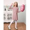 Haloumoning Girls Long Sleeve Sweater Dress Kids Casual Front Button A-Line Knit Fall Dresses 5-14 Years(Pink)