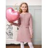 Haloumoning Girls Long Sleeve Sweater Dress Kids Casual Front Button A-Line Knit Fall Dresses 5-14 Years(Pink)