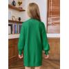 Haloumoning Girls Oversized Sweater Dress Kids Fall Long Lantern Sleeve Ribbed Knit Pullover Dresses(Army Green)