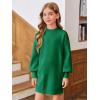 Haloumoning Girls Oversized Sweater Dress Kids Fall Long Lantern Sleeve Ribbed Knit Pullover Dresses(Army Green)
