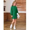 Haloumoning Girls Oversized Sweater Dress Kids Fall Long Lantern Sleeve Ribbed Knit Pullover Dresses(Army Green)