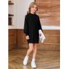 Haloumoning Girls Oversized Sweater Dress Kids Fall Long Lantern Sleeve Ribbed Knit Pullover Dresses(Black)