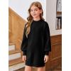 Haloumoning Girls Oversized Sweater Dress Kids Fall Long Lantern Sleeve Ribbed Knit Pullover Dresses(Black)