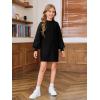 Haloumoning Girls Oversized Sweater Dress Kids Fall Long Lantern Sleeve Ribbed Knit Pullover Dresses(Black)