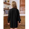 Haloumoning Girls Oversized Sweater Dress Kids Fall Long Lantern Sleeve Ribbed Knit Pullover Dresses(Black)