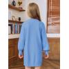 Haloumoning Girls Oversized Sweater Dress Kids Fall Long Lantern Sleeve Ribbed Knit Pullover Dresses(Blue)