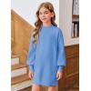 Haloumoning Girls Oversized Sweater Dress Kids Fall Long Lantern Sleeve Ribbed Knit Pullover Dresses(Blue)