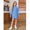 Haloumoning Girls Oversized Sweater Dress Kids Fall Long Lantern Sleeve Ribbed Knit Pullover Dresses(Blue)