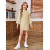 Haloumoning Girls Oversized Sweater Dress Kids Fall Long Lantern Sleeve Ribbed Knit Pullover Dresses(Khaki)