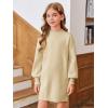Haloumoning Girls Oversized Sweater Dress Kids Fall Long Lantern Sleeve Ribbed Knit Pullover Dresses(Khaki)