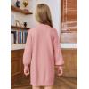 Haloumoning Girls Oversized Sweater Dress Kids Fall Long Lantern Sleeve Ribbed Knit Pullover Dresses(Light Pink)