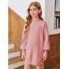 Haloumoning Girls Oversized Sweater Dress Kids Fall Long Lantern Sleeve Ribbed Knit Pullover Dresses(Light Pink)