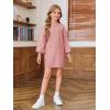 Haloumoning Girls Oversized Sweater Dress Kids Fall Long Lantern Sleeve Ribbed Knit Pullover Dresses(Light Pink)