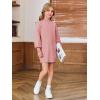 Haloumoning Girls Oversized Sweater Dress Kids Fall Long Lantern Sleeve Ribbed Knit Pullover Dresses(Light Pink)