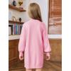 Haloumoning Girls Oversized Sweater Dress Kids Fall Long Lantern Sleeve Ribbed Knit Pullover Dresses(Pink)