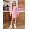 Haloumoning Girls Oversized Sweater Dress Kids Fall Long Lantern Sleeve Ribbed Knit Pullover Dresses(Pink)