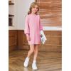 Haloumoning Girls Oversized Sweater Dress Kids Fall Long Lantern Sleeve Ribbed Knit Pullover Dresses(Pink)