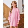 Haloumoning Girls Oversized Sweater Dress Kids Fall Long Lantern Sleeve Ribbed Knit Pullover Dresses(Pink)