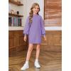 Haloumoning Girls Oversized Sweater Dress Kids Fall Long Lantern Sleeve Ribbed Knit Pullover Dresses(Purple)