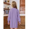 Haloumoning Girls Oversized Sweater Dress Kids Fall Long Lantern Sleeve Ribbed Knit Pullover Dresses(Purple)