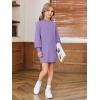 Haloumoning Girls Oversized Sweater Dress Kids Fall Long Lantern Sleeve Ribbed Knit Pullover Dresses(Purple)
