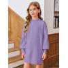 Haloumoning Girls Oversized Sweater Dress Kids Fall Long Lantern Sleeve Ribbed Knit Pullover Dresses(Purple)