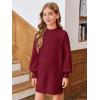 Haloumoning Girls Oversized Sweater Dress Kids Fall Long Lantern Sleeve Ribbed Knit Pullover Dresses(Red)