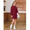 Haloumoning Girls Oversized Sweater Dress Kids Fall Long Lantern Sleeve Ribbed Knit Pullover Dresses(Red)