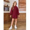 Haloumoning Girls Oversized Sweater Dress Kids Fall Long Lantern Sleeve Ribbed Knit Pullover Dresses(Red)